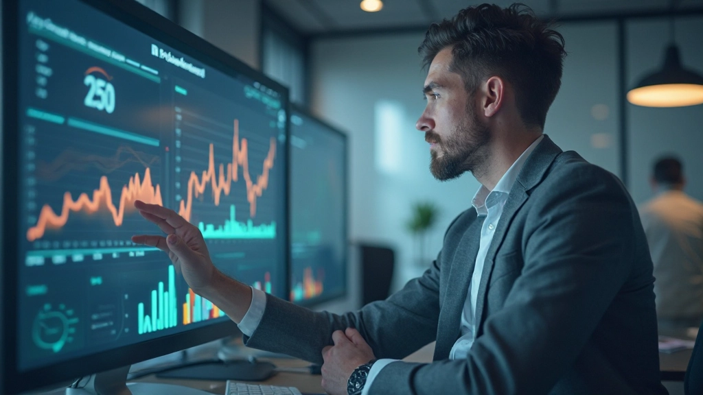 Аналитик отслеживает прогресс достижения целей на графиках и диаграммах